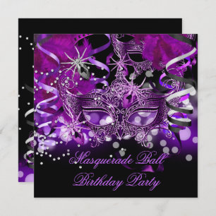 Masquerade Party Mask Spider Purple Gothic Invitation