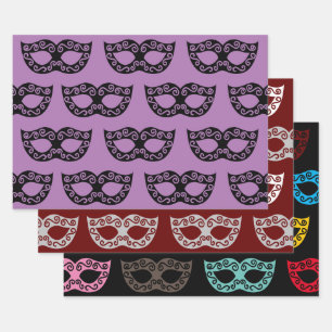 Masquerade party masks wrapping paper sheets