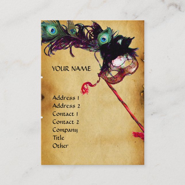 MASQUERADE PARTY parchment Business Card (Front)