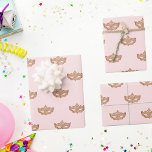 Masquerade party rose gold mask wrapping paper sheet<br><div class="desc">A rose gold,  blush background,  decorated with a masquerade mask.  Perfect for a masquerade themed birthday party.</div>