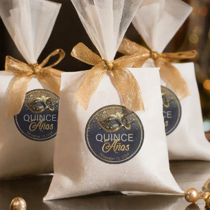 Masquerade Quince Anos Black Gold ID1031 Classic Round Sticker