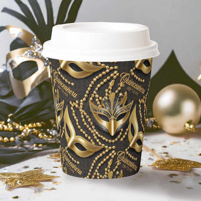 Masquerade Quinceanera Beads Masks Black ID1031 Paper Cups (Creator Uploaded)