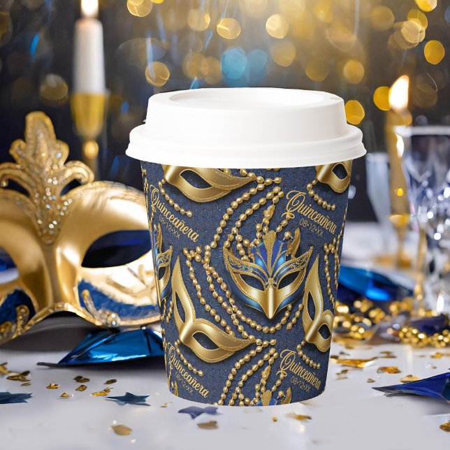 Masquerade Quinceanera Beads Masks Blue ID1031 Paper Cups (Creator Uploaded)
