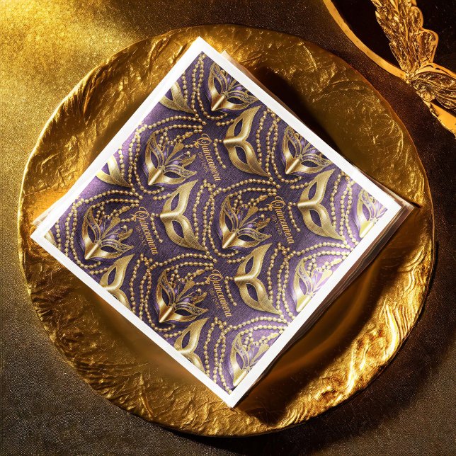 Masquerade Quinceanera Beads Masks Purple ID1031 Napkin (Creator Uploaded)