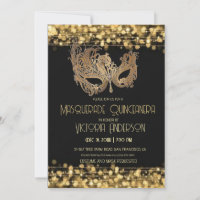  Masquerade Quinceanera Party Birthday Gold Black