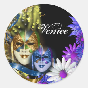 Masquerade quinceanera Venetian masks Classic Round Sticker