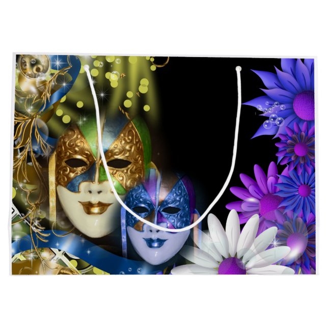 Masquerade quinceanera Venetian masks (large) Large Gift Bag (Back)