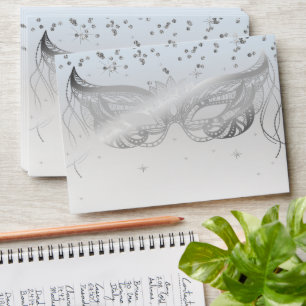 Masquerade Silver Diamonds,Stars Silver Envelope
