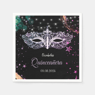Masquerade,Stars Chic Masque Quinceañera   Napkin