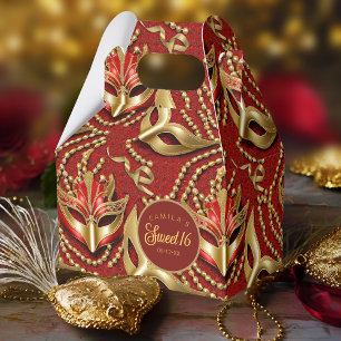 Masquerade Sweet 16 Pattern Red Gold ID1032 Favour Box