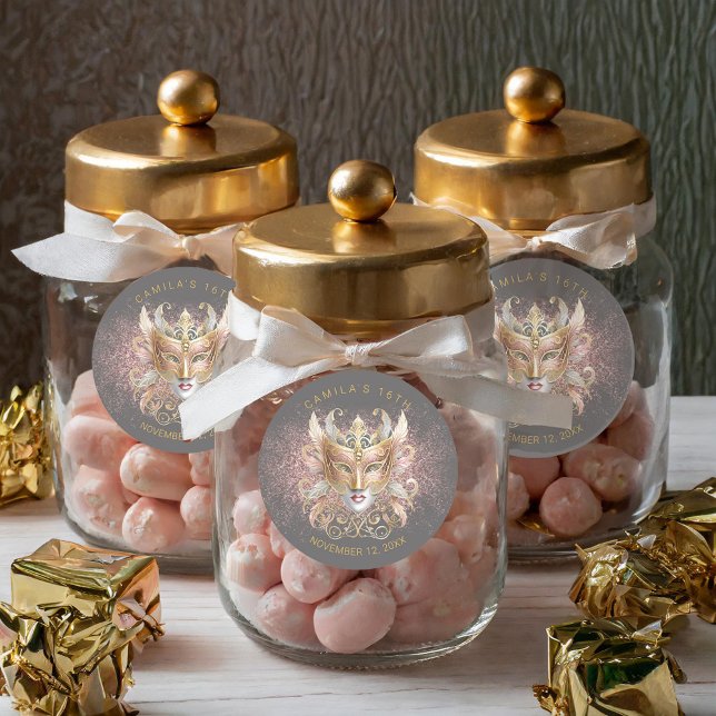 Masquerade Sweet 16 Rose Gold V2 ID1032 Classic Round Sticker (Creator Uploaded)