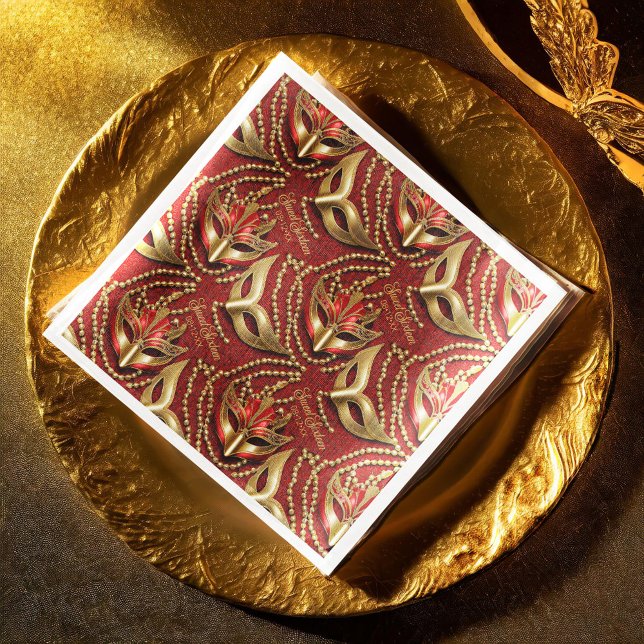 Masquerade Sweet Sixteen Beads Masks Red ID1032 Napkin (Creator Uploaded)