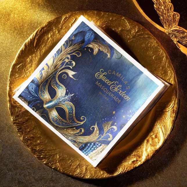 Masquerade Sweet Sixteen Blue Gold ID1032 Napkin (Creator Uploaded)