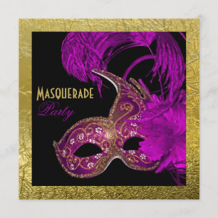 Masquerade Sweet Sixteen party purple gold foil Invitation