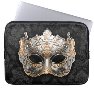 Masquerade Venetian Mask in Silver Laptop Sleeve