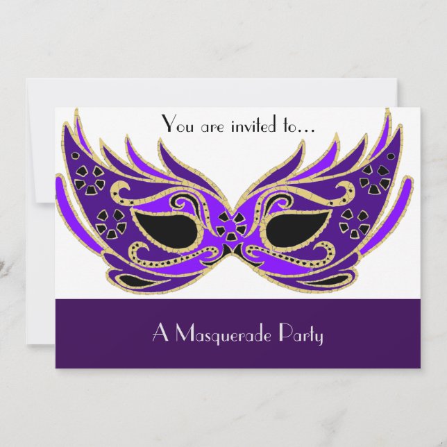 Masquerade Venician mask party Invitation (Front)