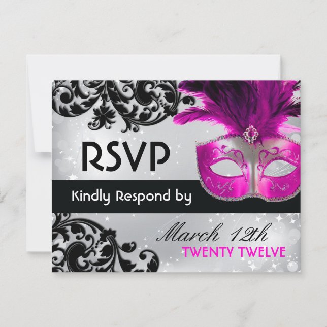 Masquerade Wedding RSVP Cards (Front)