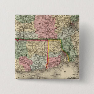 Mass, Conn, RI Map by Mitchell 15 Cm Square Badge