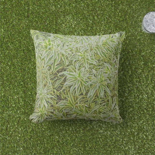 "MASS OF GREEN AND WHITE PLANT LEAVES" OUTDOOR CUSHION (Grass)