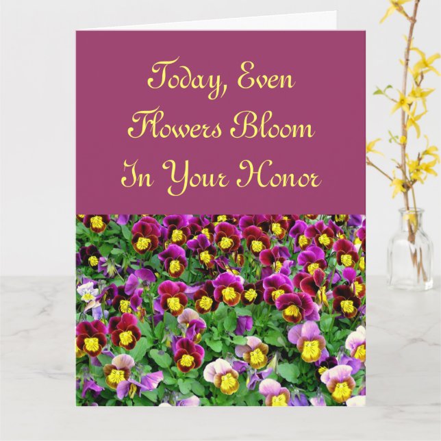 MASS OF PANSIES/LARGE BIRTHDAY CARD FROM GROUP (Yellow Flower)