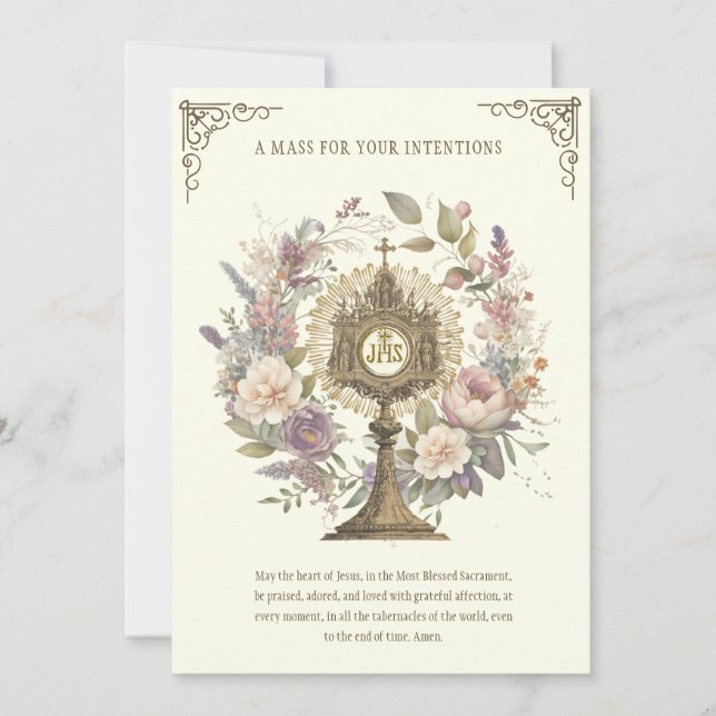 Mass Offering Floral Divine Praises Eucharist Card (Front)