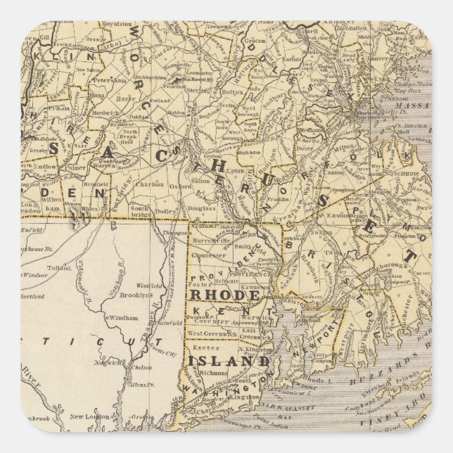 Mass, Rhode Island Square Sticker (Front)