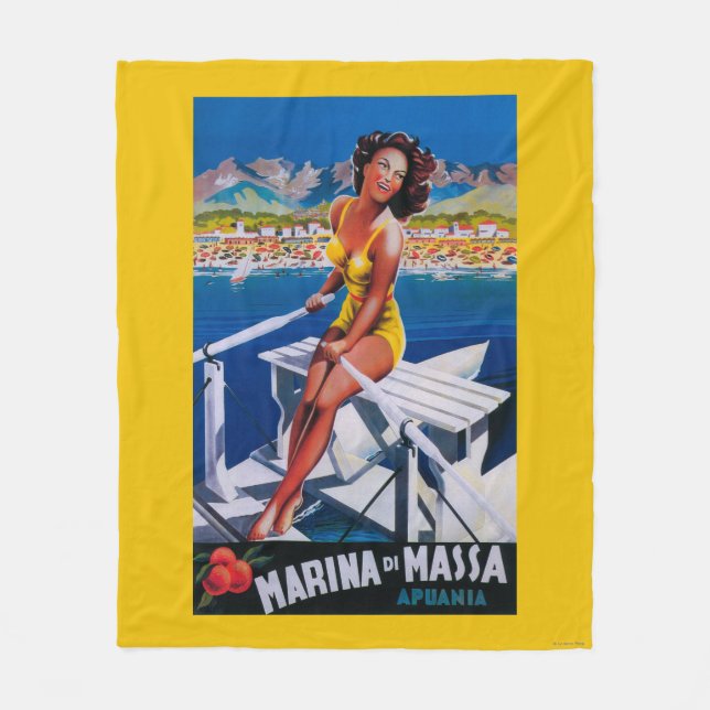 Massa Marina Travel Poster Fleece Blanket (Front)