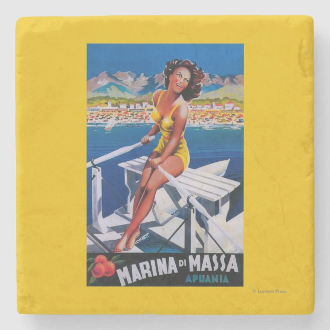 Massa Marina Travel Poster Stone Coaster (Front)