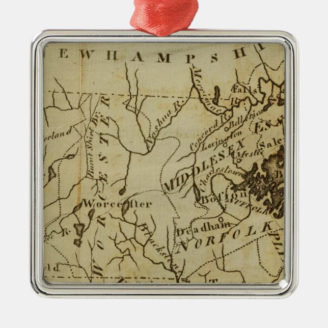 Massachusetts 3 metal tree decoration (Front)