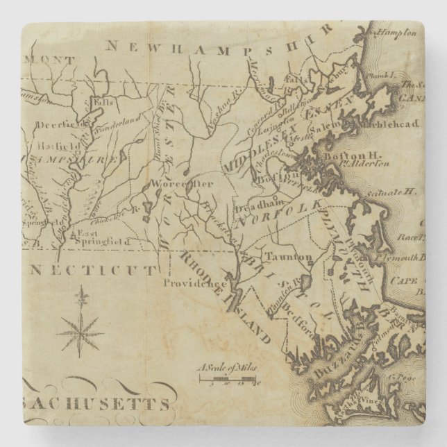 Massachusetts 3 stone coaster (Front)