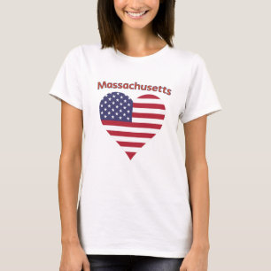 Massachusetts American Flag Heart T-Shirt