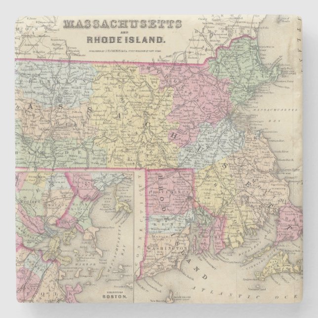 Massachusetts And Rhode Island 2 Stone Coaster (Front)