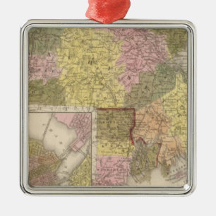 Massachusetts And Rhode Island Metal Tree Decoration