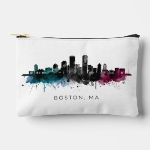 Massachusetts Art Boston MA Skyline Watercolor Accessory Pouch