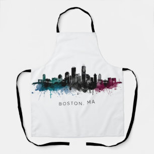 Massachusetts Art Boston MA Skyline Watercolor Apron