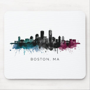 Massachusetts Art Boston MA Skyline Watercolor Mouse Pad