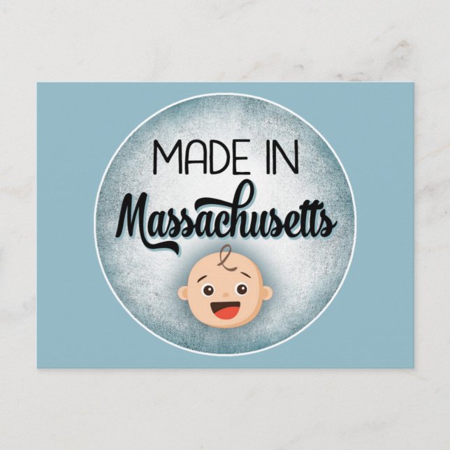 Massachusetts Baby Funny Blue New Boy Postcard (Front)