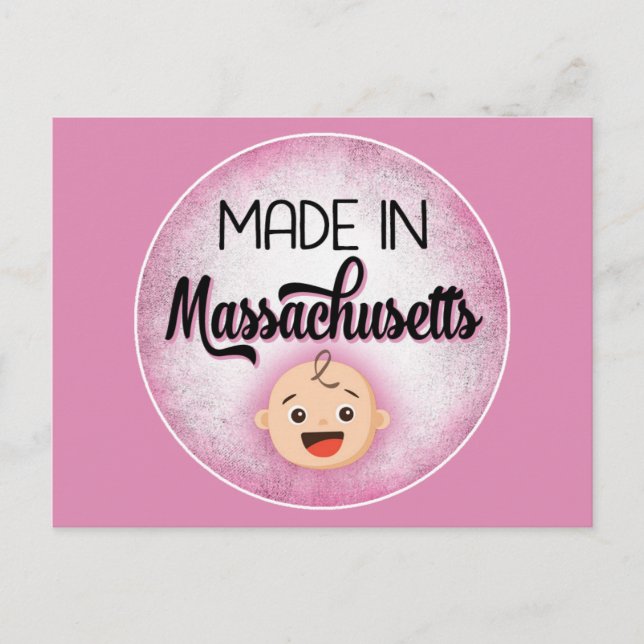 Massachusetts Baby Funny Pink New Girl Postcard (Front)