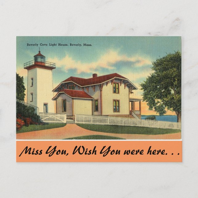 Massachusetts, Beverly Cove Lighthouse Postcard (Front)