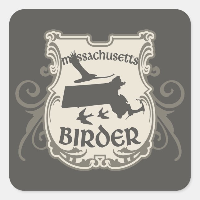 Massachusetts Birder Square Sticker (Front)