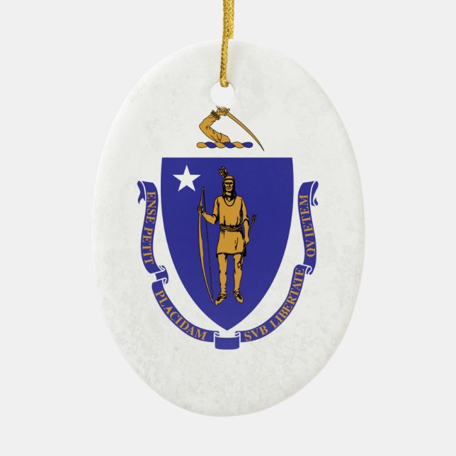 Massachusetts Ceramic Tree Decoration (Front)