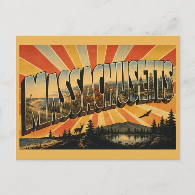 Massachusetts Coastline Mountains Forests Ponds  Postcard (Front)