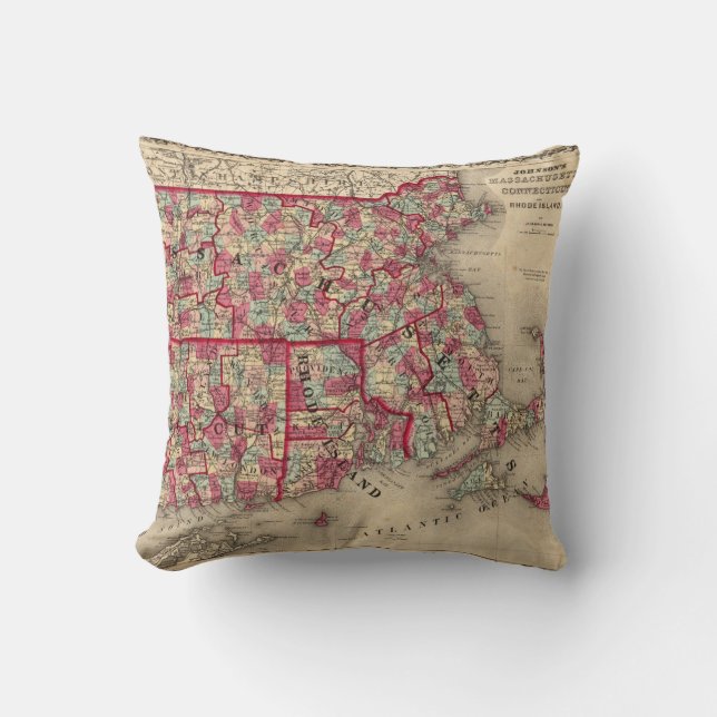 Massachusetts, Connecticut, and Rhode Island Cushion (Front)
