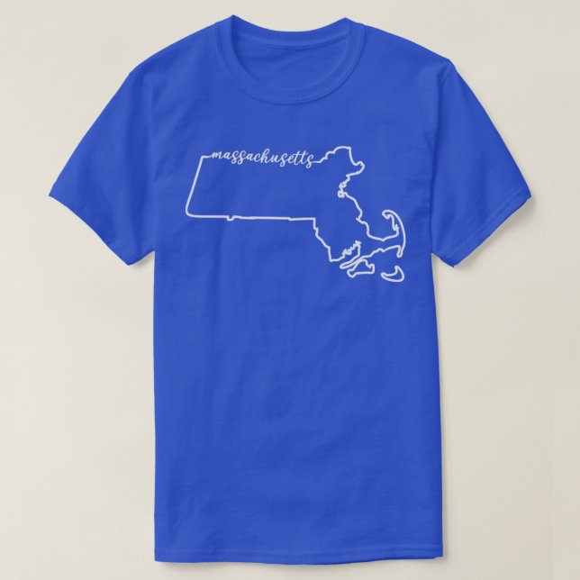 Massachusetts Cursive Silhouette Home State Pride  T-Shirt (Design Front)