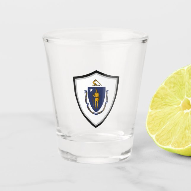Massachusetts flag shot glass (Front)