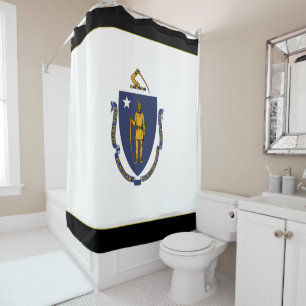 Massachusetts flag shower curtain