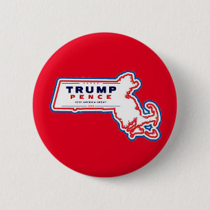 Massachusetts for Trump Pence 2020 6 Cm Round Badge