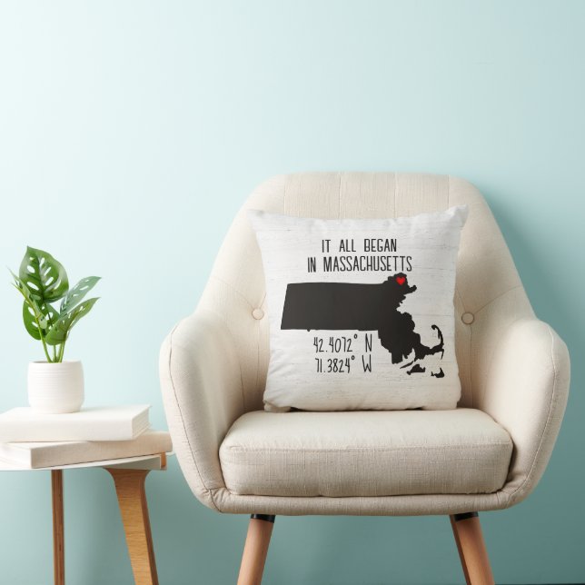 Massachusetts GPS Coordinates with Heart Cushion (Chair)
