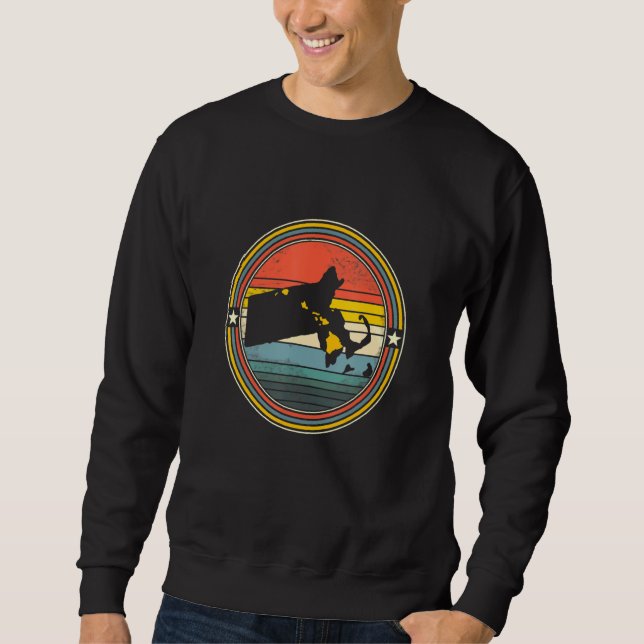 Massachusetts Hawaii Roots Origine State Map Retro Sweatshirt (Front)