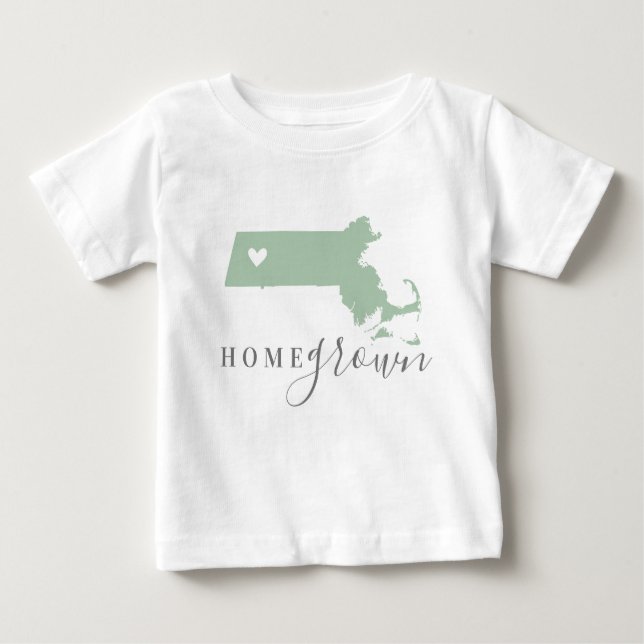 Massachusetts Home Grown | Editable Colours State  Baby T-Shirt (Front)